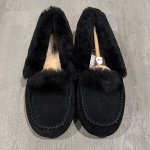 UGG Black Fur-Lined Slippers